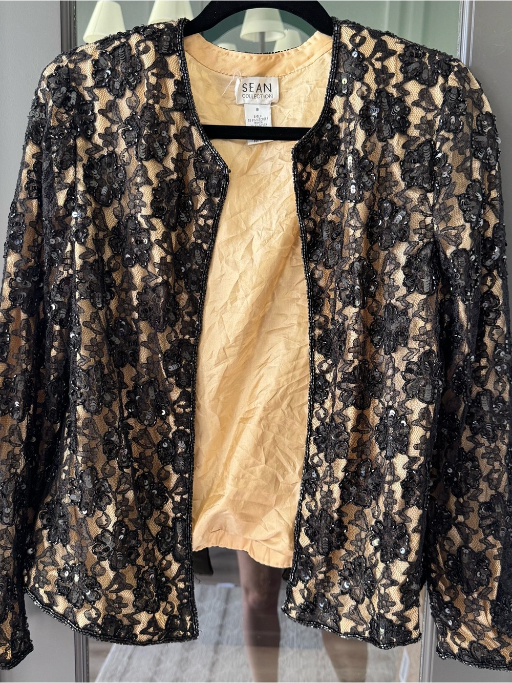 Sean Collection Vintage 80’s Beaded Lace Floral Evening Blazer with Shoulder Pad